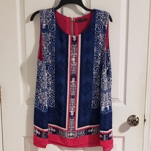 5/$30 SALE! Navy & Pink Tank Blouse (W4)